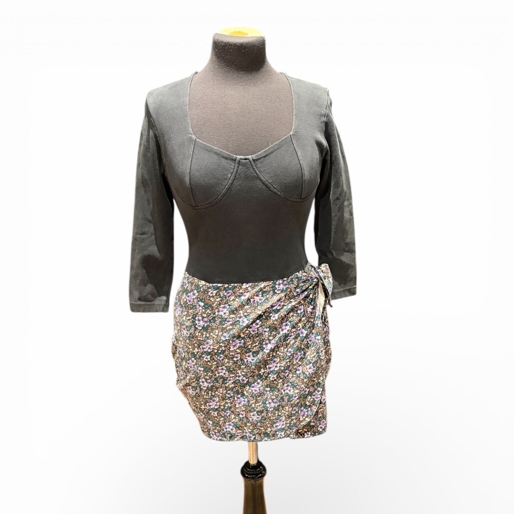 Vintage Energie Y2K Black Bustier Bodysuit Long Sleeve Fitted Small